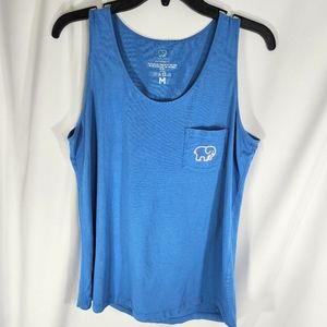 Ivory Ella Blue with Multicolored Ella Elephant Pocket Tank Top Size Medium